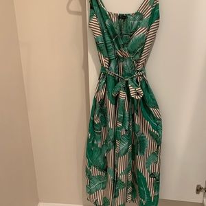 Palm-printed culotte jumpsuit